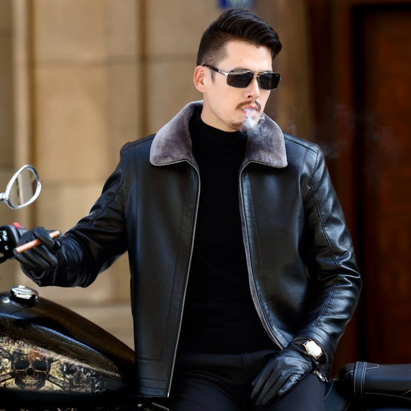Middle aged sheepskin jacket for Men