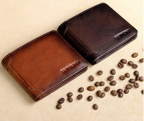 Men's Short Genuine Leather Large-capacity Horizontal Wallet