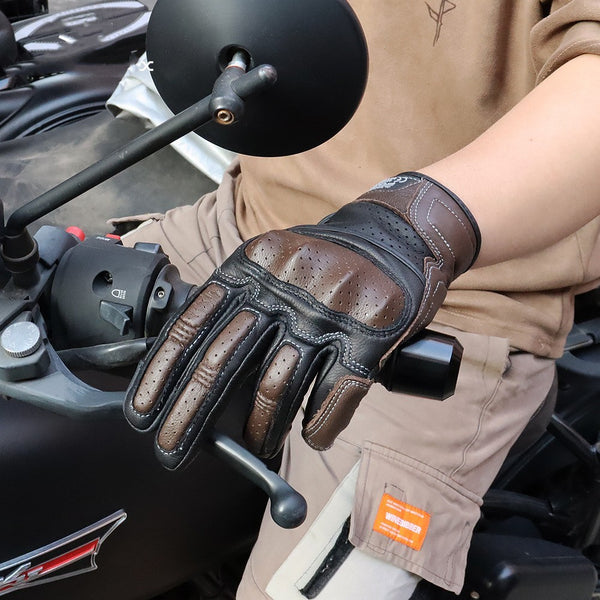 Sheepskin Breathable Touch Screen Motorcycle Riding Leather Gloves