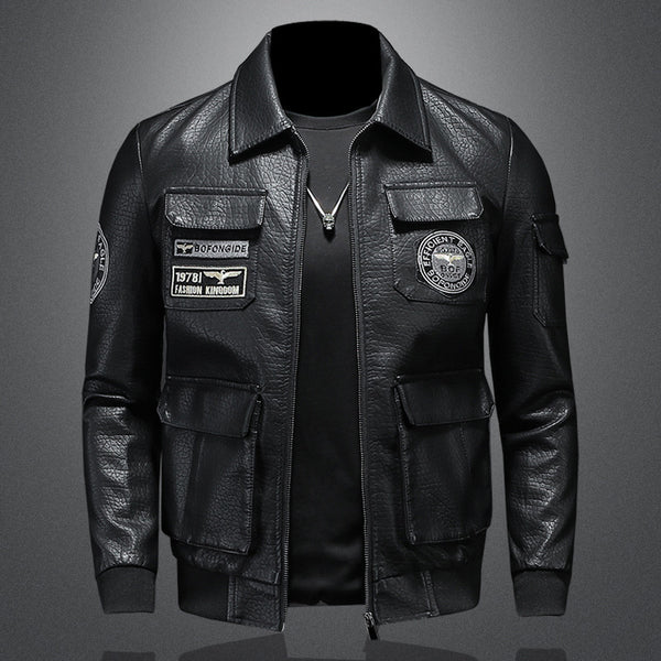 New Men's Coat Casual Leather Clothing Slim Fit