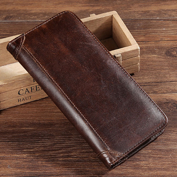 Cowhide Wallet Retro Waxed Leather Wallet Coin Multi-card Wallet