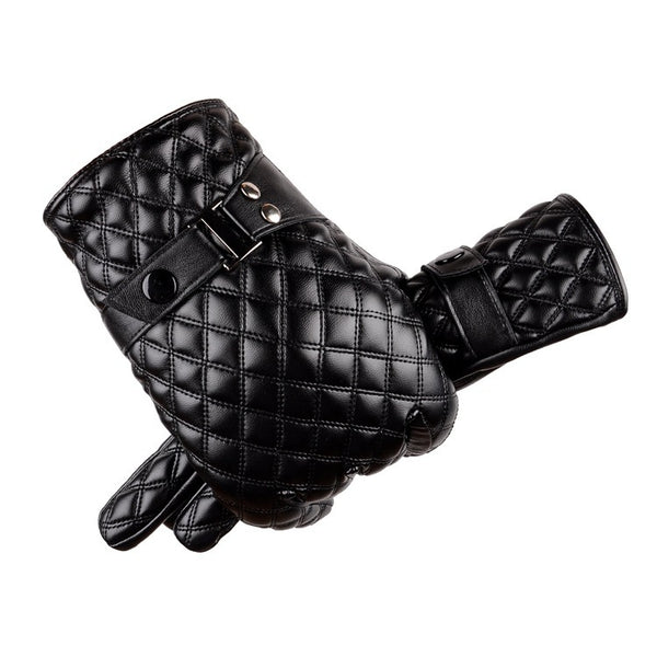 Men's Leather Embroidered Lattice Gloves